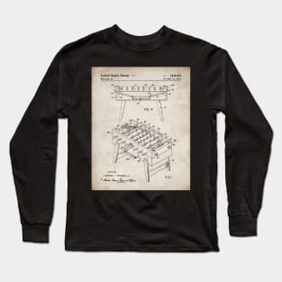 Foosball Table Patent - Foosball Player Game Room Art - Antique Long Sleeve T-Shirt